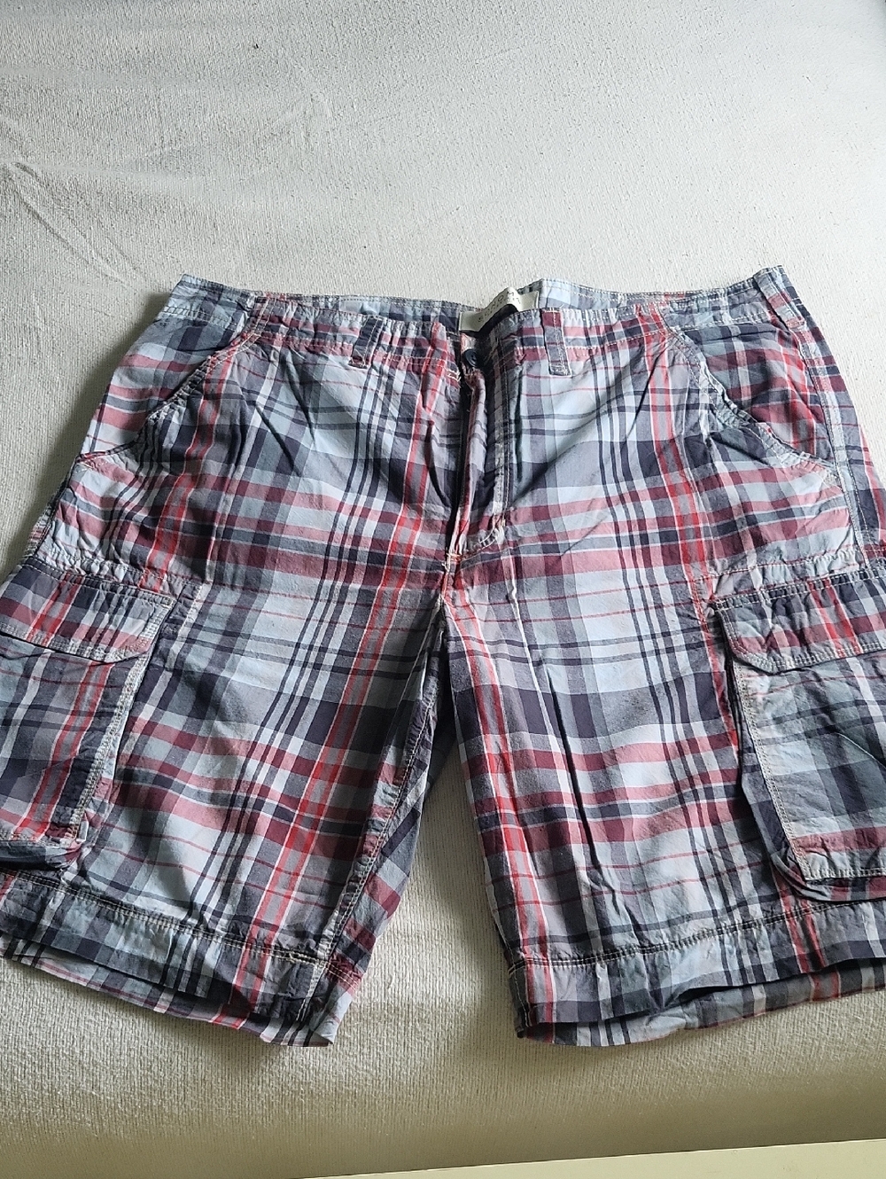 Sonoma Plaid Cargo Shorts in Red and Gray